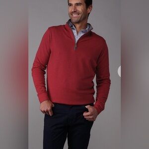 Collars & Co. Cloud Textured Quarter Zip Pullover Red Heather Size Small